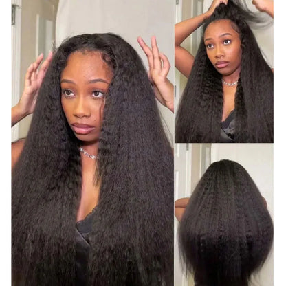 38-Inch Kinky Straight 3-In-1 Half Wig 100 Percent Human Hair Glueless Pull and Go Shireen by Beauty Bae