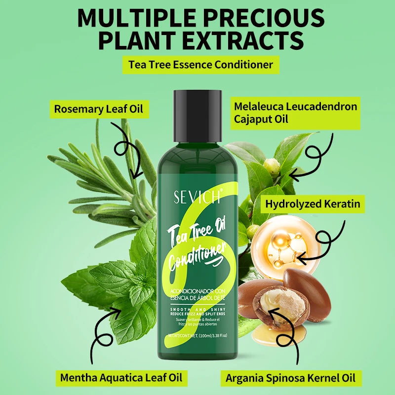 Tea Tree Essence Shampoo And Conditioner Set For Deep Cleansing Moisturizing Scalp Care Strengthening by Beauty Bae