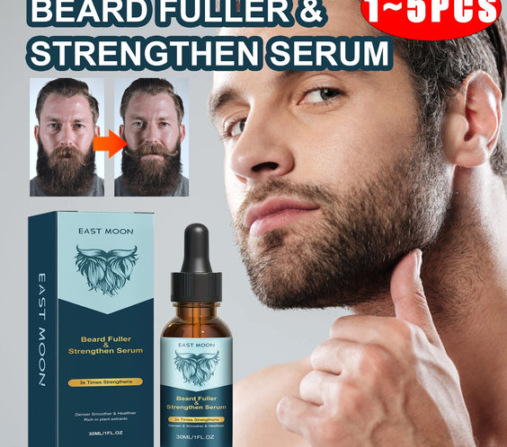 Ginger Beard Growth Serum 30ml amber dropper bottle labeled with Ginger Root and Polygonum Multiflorum lightweight oil
