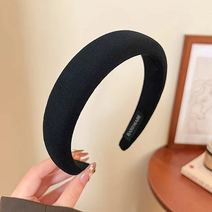 Women Solid Color Sponge Headband Wide Edge Hair Band For Face Wash Fashion Accessory by Beauty Bae