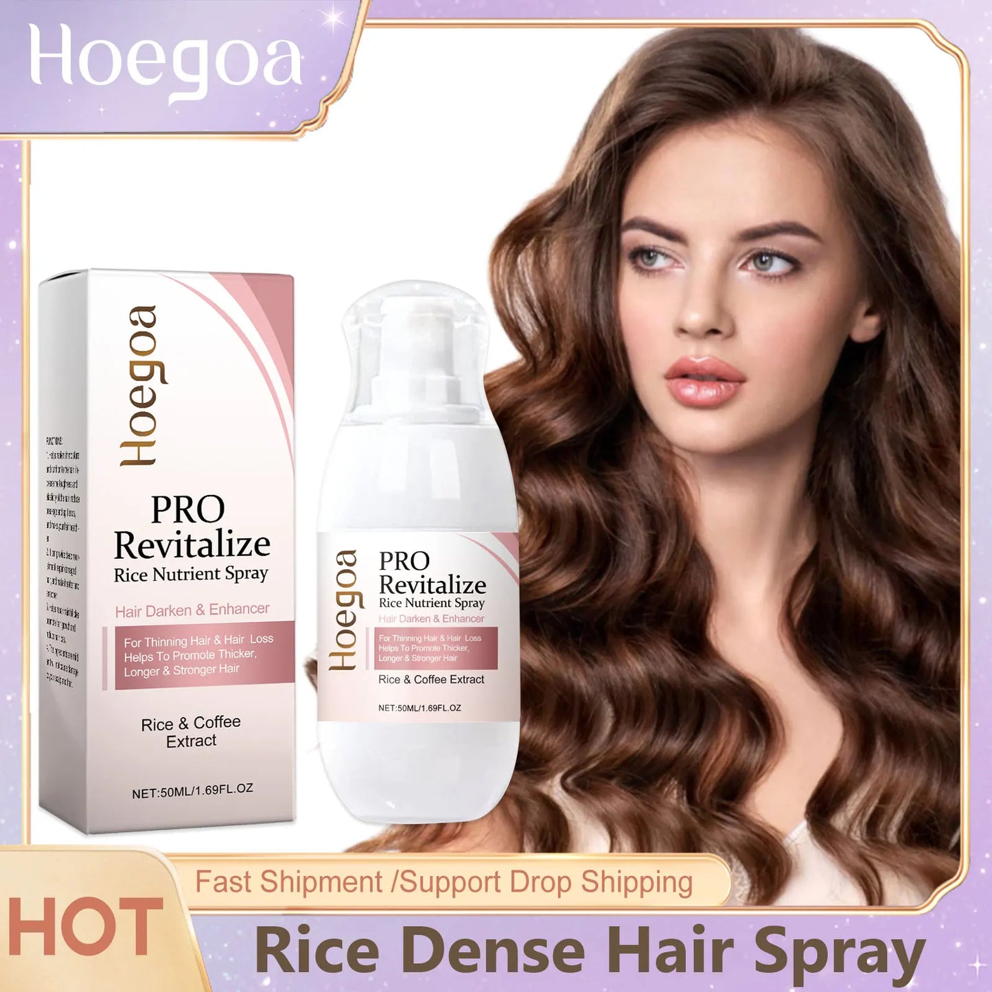 Fermented Rice Water Spray bottle with spray nozzle labeled 50/100/150ml plant-derived formula Made in China