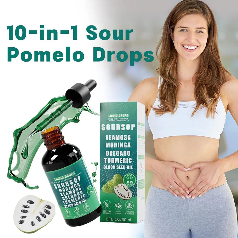 10in1 Soursop Drops Immune Support Liquid Supplement for Gut Health and Cell Regeneration Vegan NonGMO by Beauty Bae
