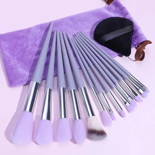 Purple Glam Makeup Brush Set Premium Synthetic Brushes For Flawless Application