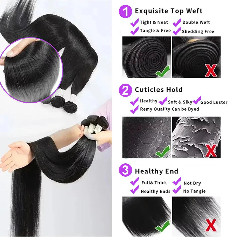 Pretty Diary Brazilian Remy 100 Percent Real Human Hair Bundles Raw Bone Straight Extensions 30 40 Inch by Beauty Bae