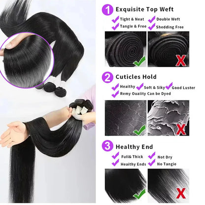 Pretty Diary Brazilian Remy 100 Percent Real Human Hair Bundles Raw Bone Straight Extensions 30 40 Inch by Beauty Bae