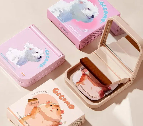 Wool Fiber Puff Brush Mirror