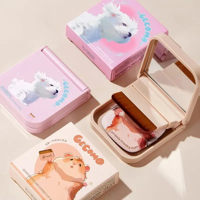 Wool Fiber Puff Brush Mirror