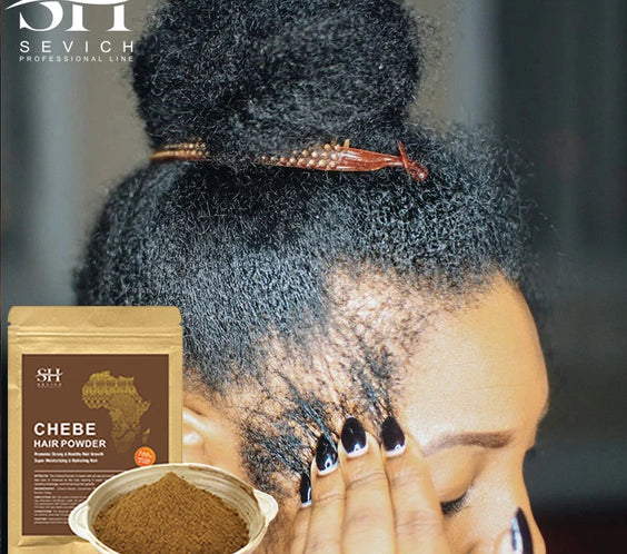 Africa Chebe Powder Hair Oil kit 100g powder jar and 30ml spray bottle labeled Croton zambesicus 3yr shelf life