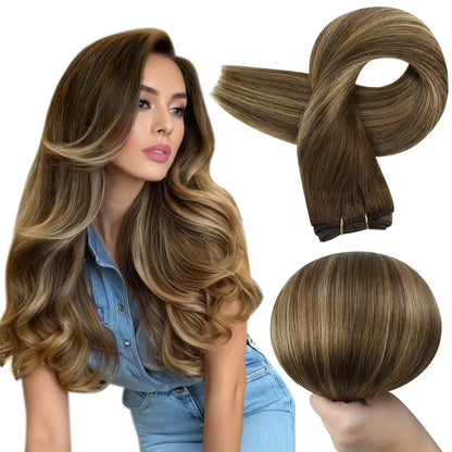 Remy Human Hair Weft Extensions 100g Silky Straight Ombre Blonde Sew in Double Weft for Salon by Beauty Bae