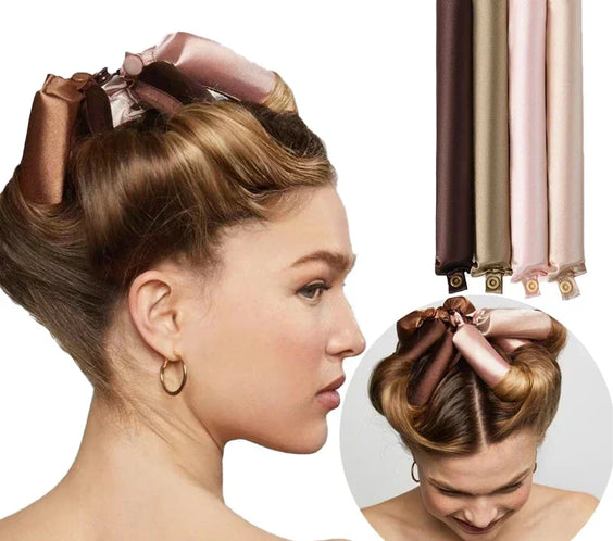 Satin Heatless Flexi Rods 25x3 cm foam rods with 100% vegan satin cover for heatless curls