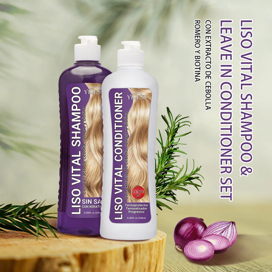 YILEST Rosemary Onion Hair Care Set Shampoo Leave-In Conditioner 248ml X2 For Dry Tangled Hair Nourishing Detangling by Beauty Bae