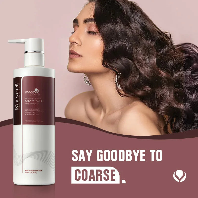 Karseell Argan Oil Moisturizing Shampoo 500ml bottle labeled CPNP certified with argan oil and coconut extract