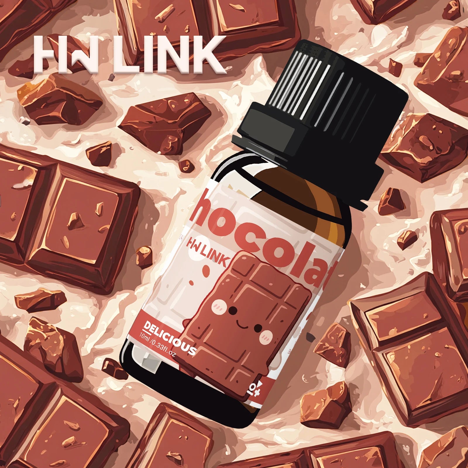 HWLINK 10ml Chocolate essential oil bottle EMBRACEX box labeled alcohol-free plant-extracted Made in China