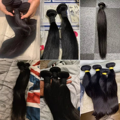 32 Inch And 34 Inch Bone Straight Brazilian Virgin Hair Bundles 3 Bundle Options 100 Percent Human Hair Natural Color by Beauty Bae