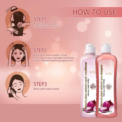 YILEST Natural Plant Shampoo and Conditioner Set 248ml Each for All Hair Types Moisturizes and Strengthens by Beauty Bae