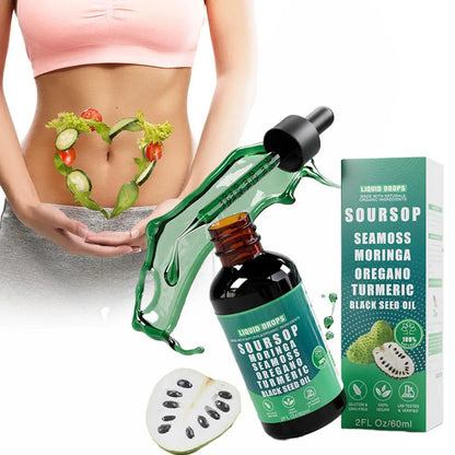 10in1 Soursop Drops Immune Support Liquid Supplement for Gut Health and Cell Regeneration Vegan NonGMO by Beauty Bae