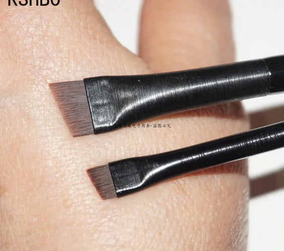 Angled Brow Liner Brush 2pc nylon angled bristles wood handles 11.1-18.1cm compact set
