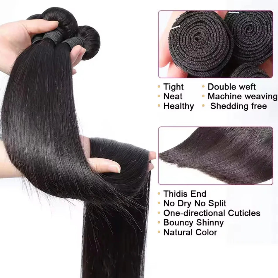 Pretty Diary Brazilian Remy 100 Percent Real Human Hair Bundles Raw Bone Straight Extensions 30 40 Inch by Beauty Bae