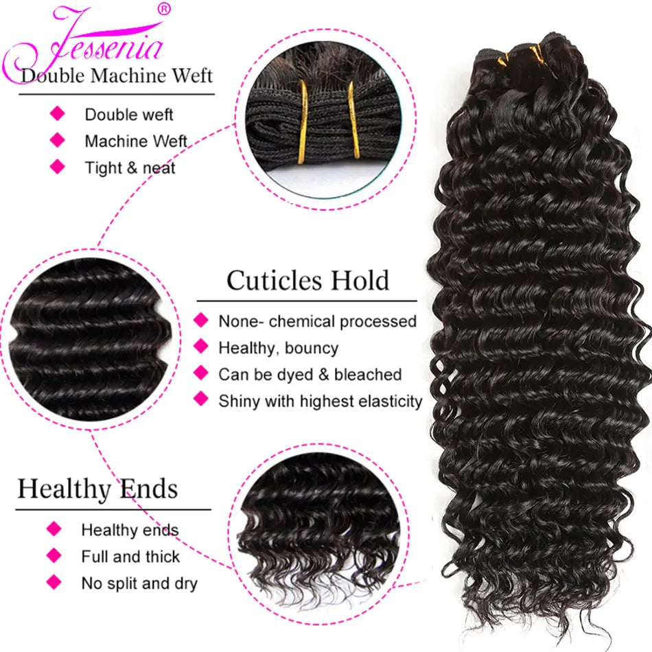 Unprocessed 4 Bundles Loose Deep Wave Hair 8 To 32 Inch 100 Percent Human Indian Remy Weave by Beauty Bae