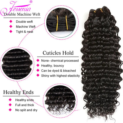 Unprocessed 4 Bundles Loose Deep Wave Hair 8 To 32 Inch 100 Percent Human Indian Remy Weave by Beauty Bae