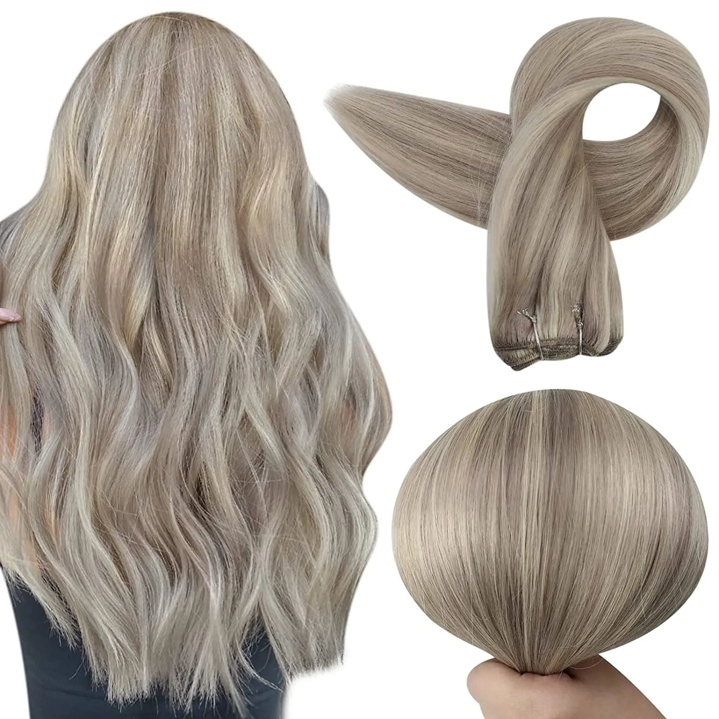 Remy Human Hair Weft Extensions 100g Silky Straight Ombre Blonde Sew in Double Weft for Salon by Beauty Bae