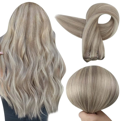 Remy Human Hair Weft Extensions 100g Silky Straight Ombre Blonde Sew in Double Weft for Salon by Beauty Bae
