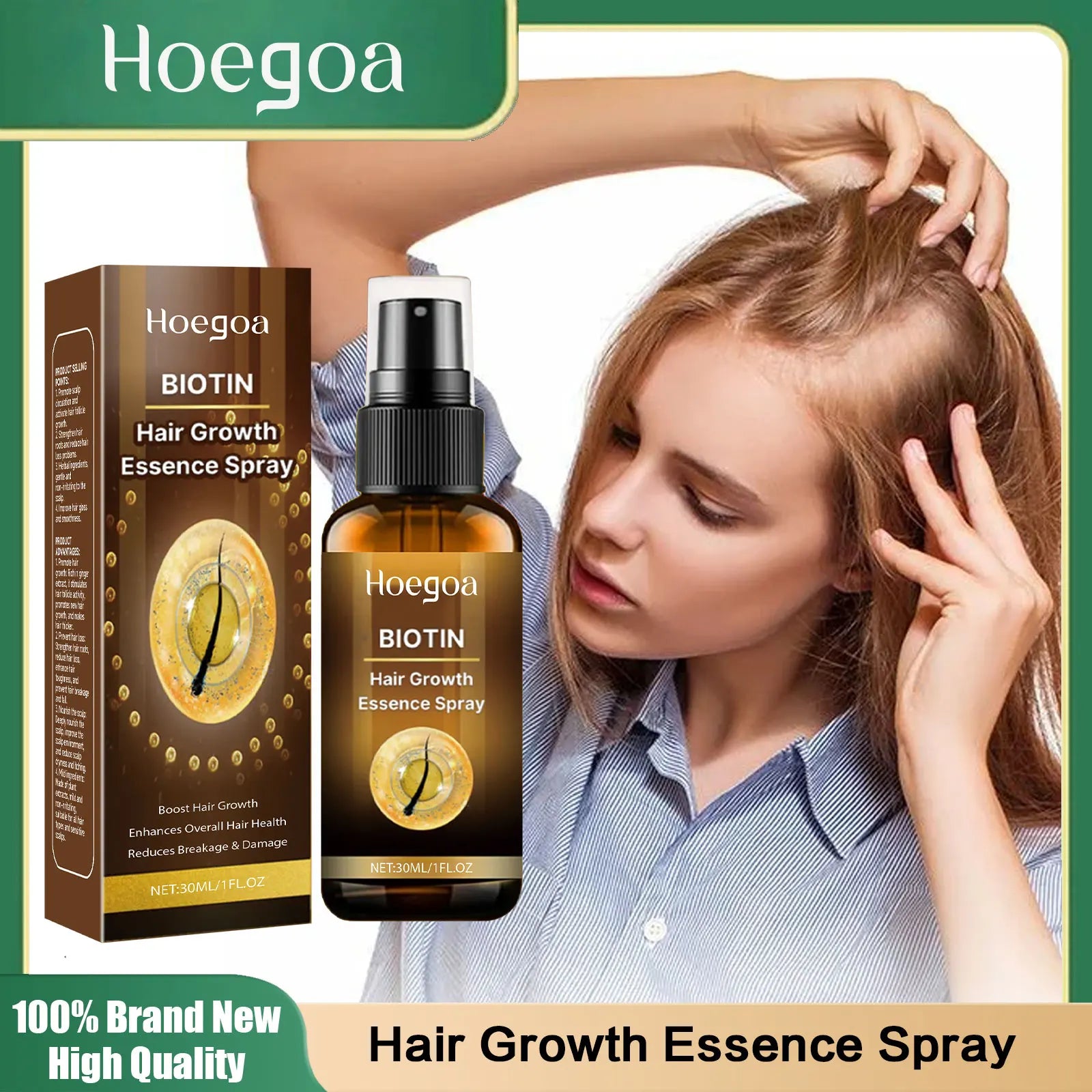 Ginger Scalp Density Serum spray bottle labeled ginger oil plant extracts available in 30ml 60ml 90ml mild formula