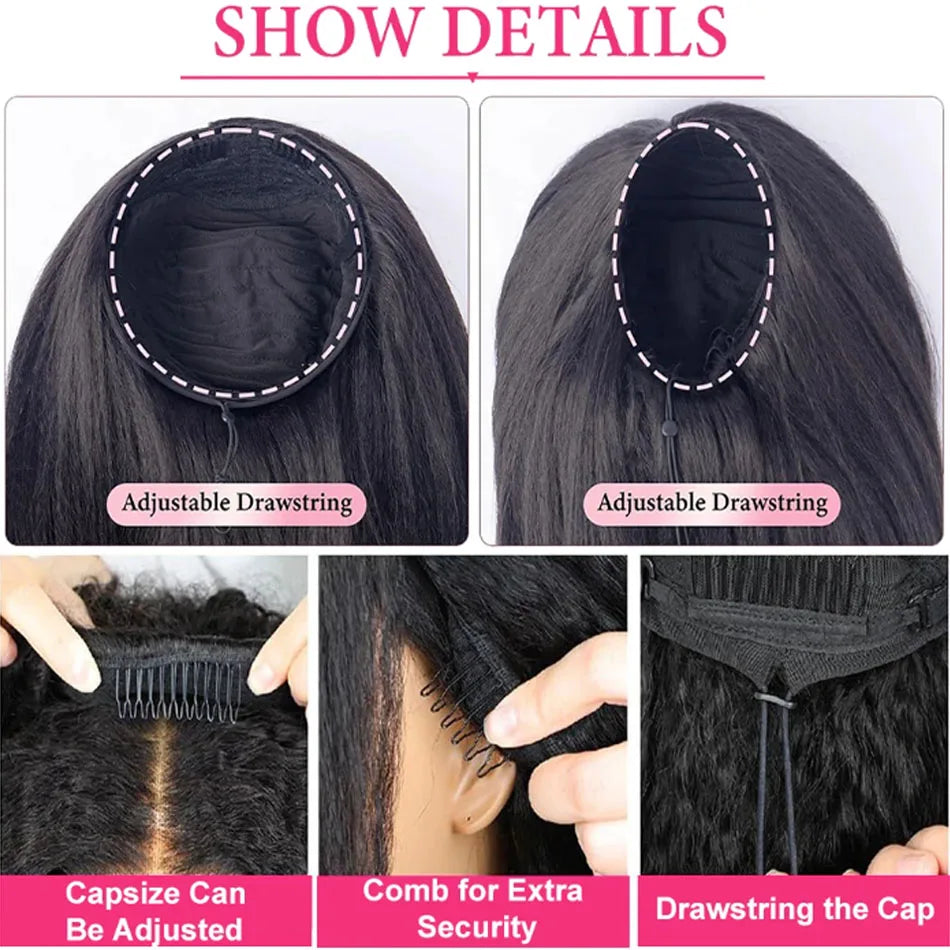 38-Inch Kinky Straight 3-In-1 Half Wig 100 Percent Human Hair Glueless Pull and Go Shireen by Beauty Bae