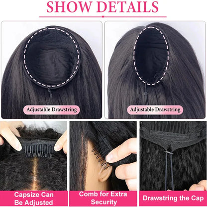 38-Inch Kinky Straight 3-In-1 Half Wig 100 Percent Human Hair Glueless Pull and Go Shireen by Beauty Bae