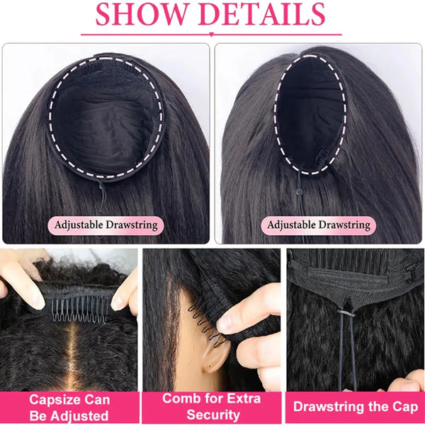 38-Inch Kinky Straight 3-In-1 Half Wig 100 Percent Human Hair Glueless Pull and Go Shireen by Beauty Bae