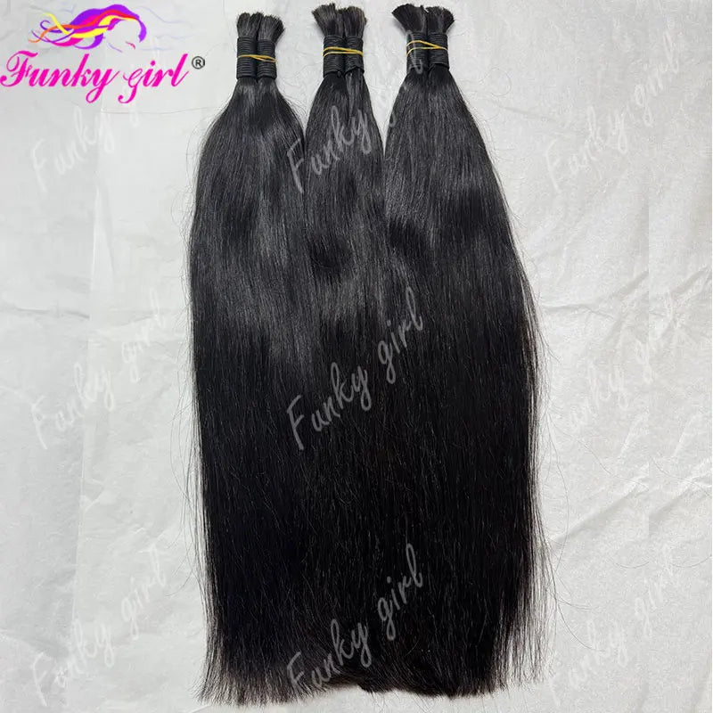 Straight Brazilian Remy Bulk Hair No Weft For Women 50g Per Bundle Natural Color 100 Percent Unprocessed by Beauty Bae