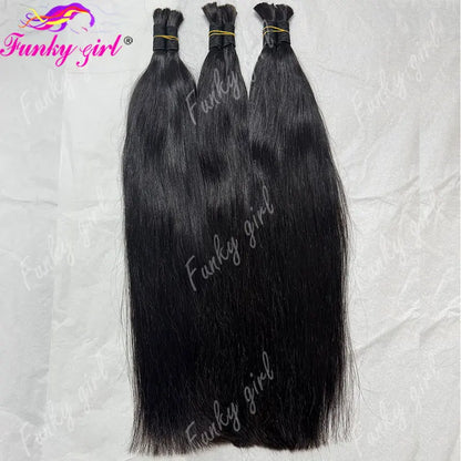 Straight Brazilian Remy Bulk Hair No Weft For Women 50g Per Bundle Natural Color 100 Percent Unprocessed by Beauty Bae