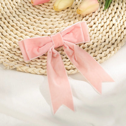 Velvet Bow Hair Barrette for Women and Girls Ponytail Hairpin Red and Black Ribbon Hair Clip Fashion Accessories by Beauty Bae
