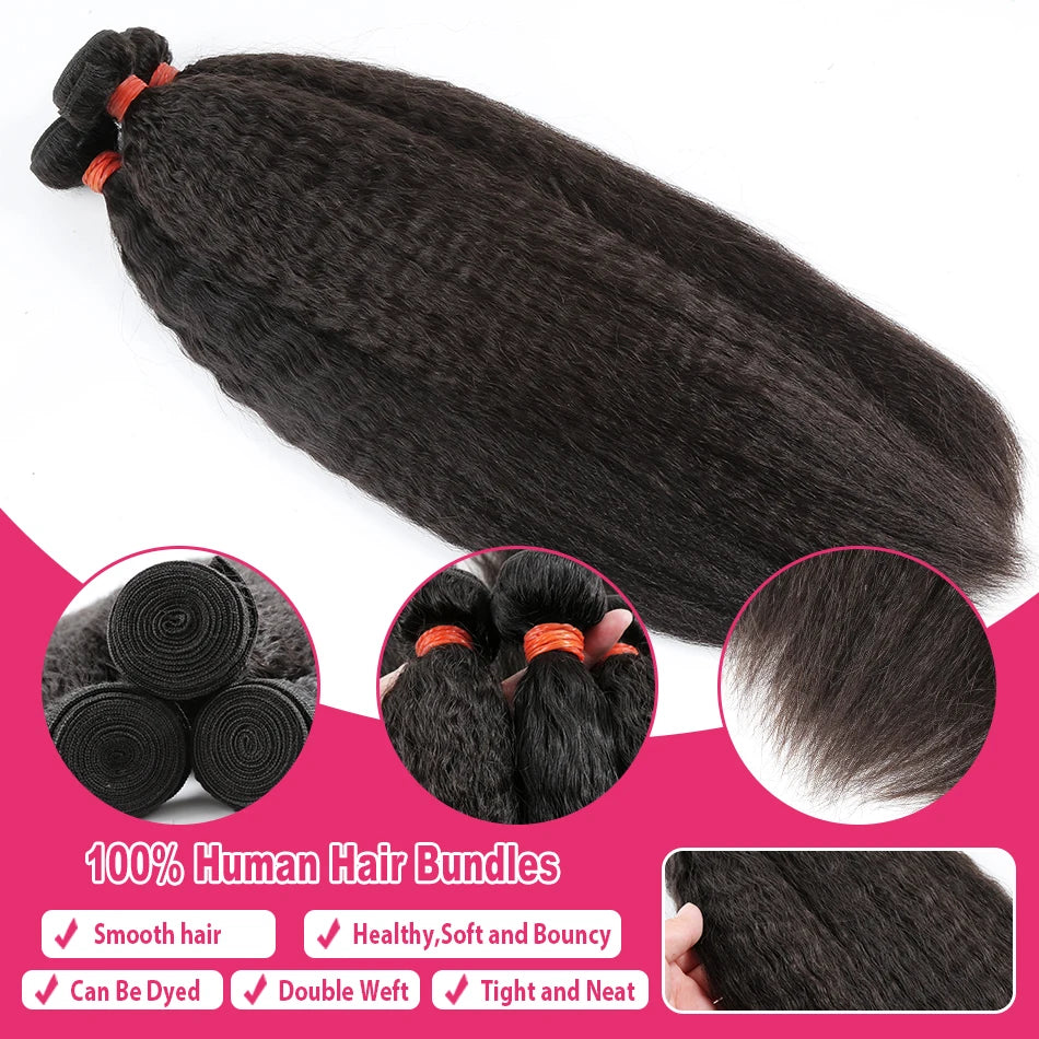 Kinky Straight Vietnamese Yaki Virgin Unprocessed 100 Percent Human Hair Weaving Extensions Remy Bundles by Beauty Bae