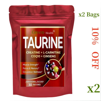 Taurine Transdermal Patches For Focus Memory And Muscle Strength 30 Patches One Month Supply Nutritional Supplement by Beauty Bae