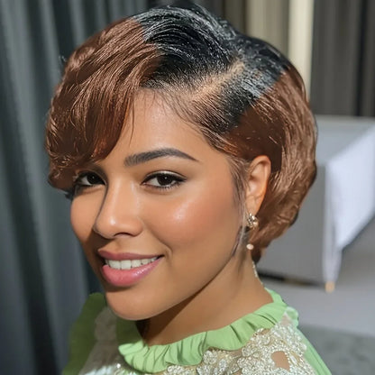 Burmese Hair Side Part Pixie Cut Short Bob Wig 13x4 Lace Front 100 Percent Virgin Hair Natural Color by Beauty Bae