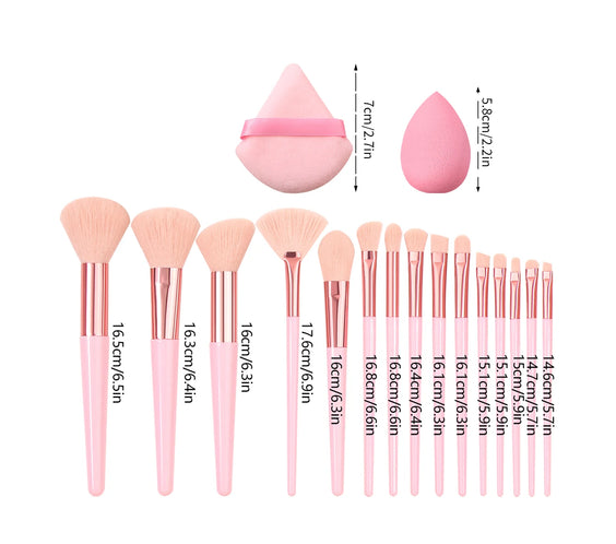 19-Piece Pink Nylon Brush Set