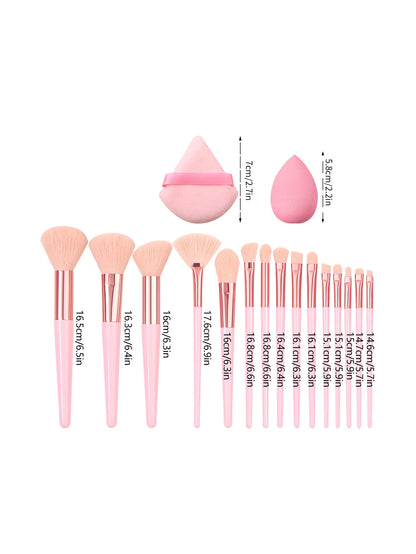 19-Piece Pink Nylon Brush Set - Beauty Bae
