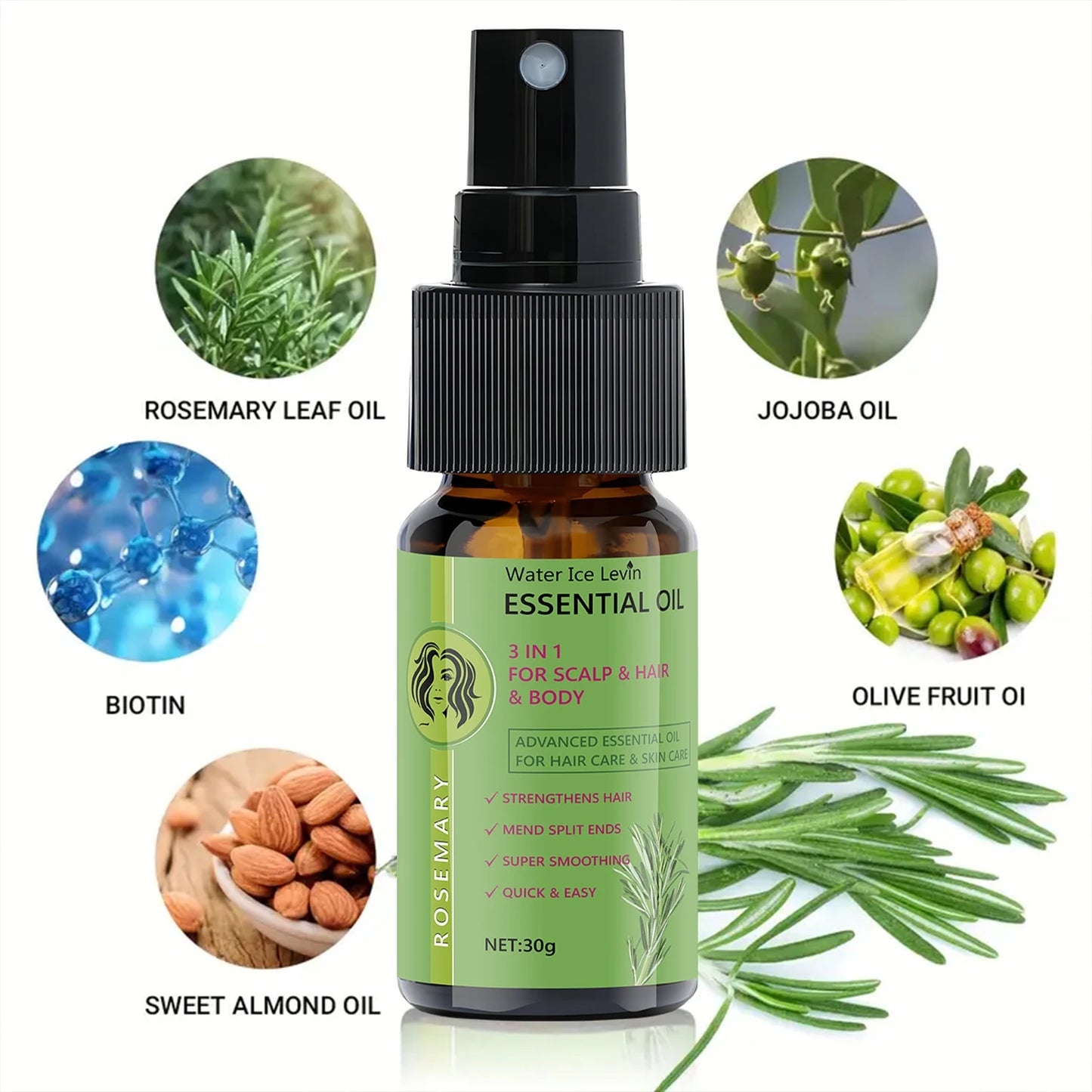 Rosemary 3-in-1 Hair Oil - Beauty Bae