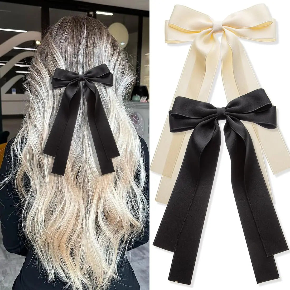 Women Elegant Bow Ribbon Hair Clip Satin Bowknot Hairpin Fashion Hair Accessory For Girls And Women by Beauty Bae
