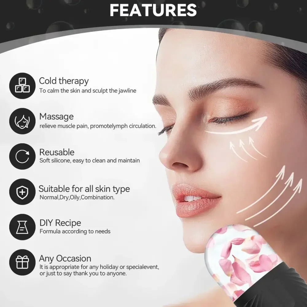 Facial Ice Roller for Anti-Puffiness & Glow Silicone Cube Massager Tool.