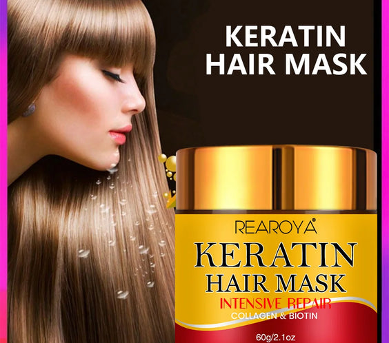 REAROYA Biotin Collagen Hair Mask jar 30g 60g creamy texture label biotin keratin collagen Mainland China