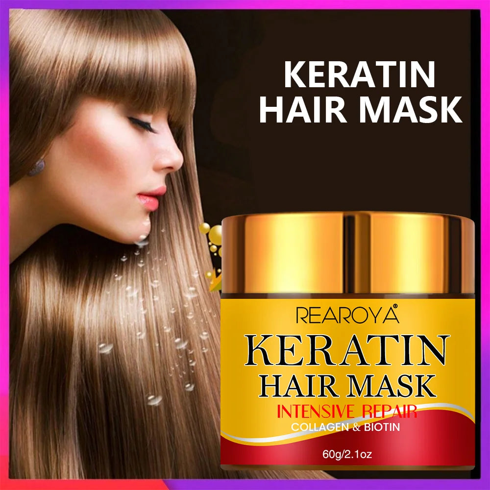 REAROYA Biotin Collagen Hair Mask jar 30g 60g creamy texture label biotin keratin collagen Mainland China