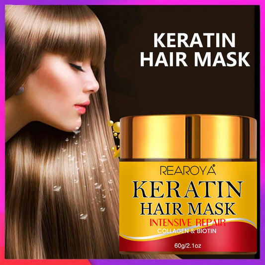 REAROYA Biotin Collagen Hair Mask jar 30g 60g creamy texture label biotin keratin collagen Mainland China