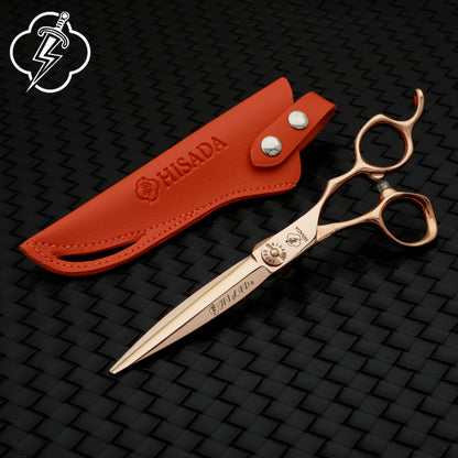 VG10 Gold 6.5in hair shears with VG10 blade 9CR13 stainless handles 28-tooth thinning option