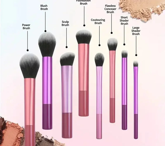 Black Gloss 8pc Wool Brushes