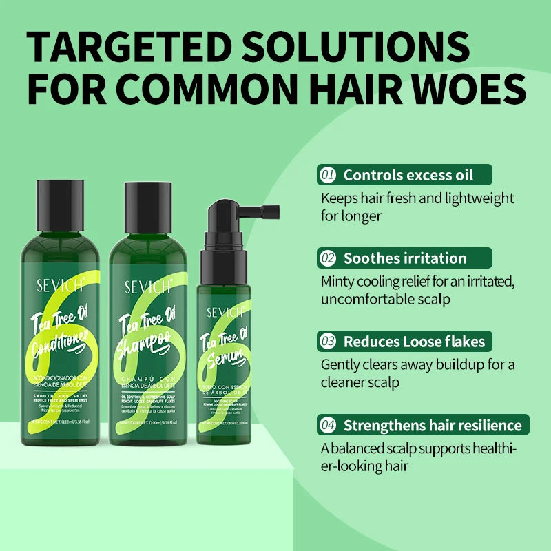Tea Tree Essence Shampoo And Conditioner Set For Deep Cleansing Moisturizing Scalp Care Strengthening by Beauty Bae