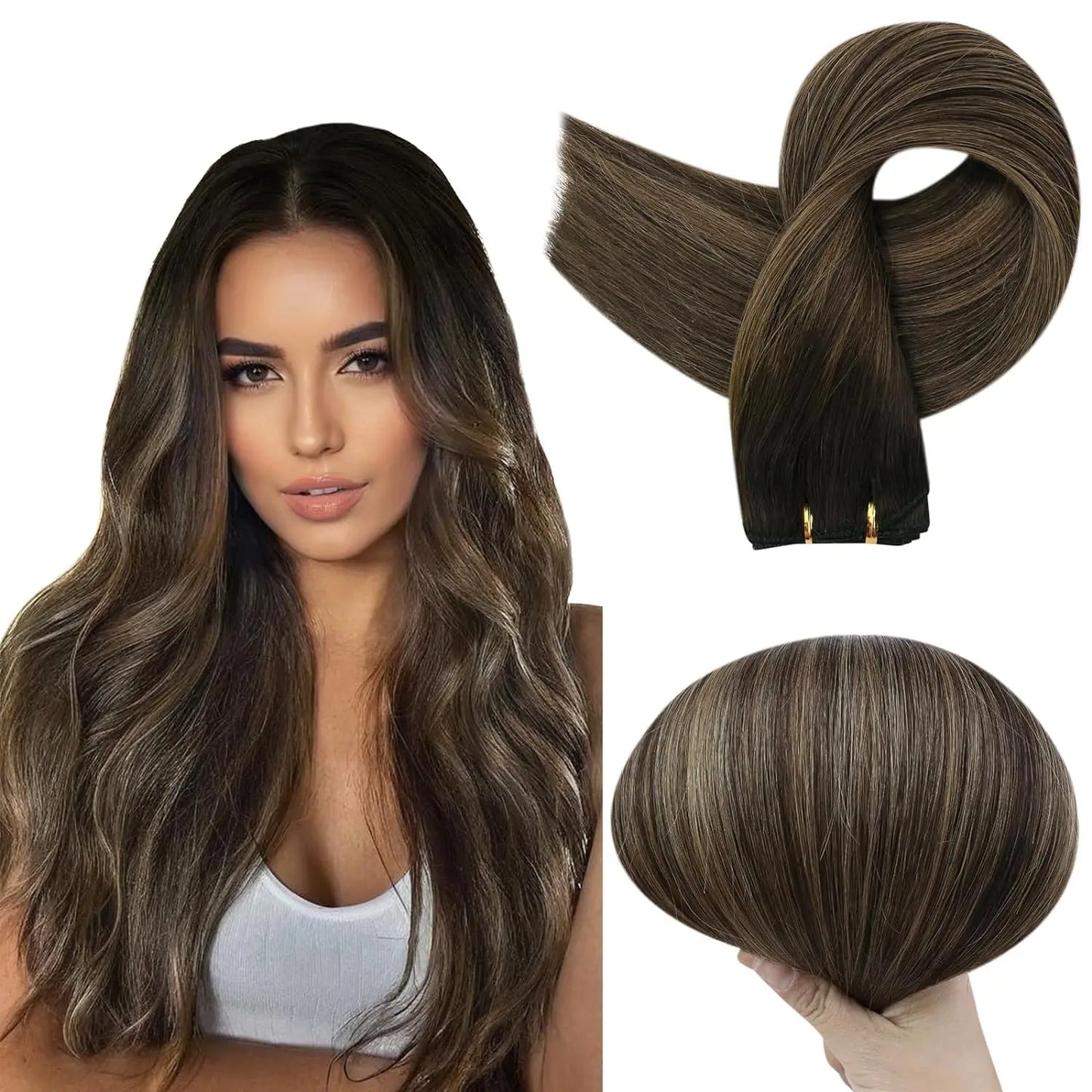 Remy Human Hair Weft Extensions 100g Silky Straight Ombre Blonde Sew in Double Weft for Salon by Beauty Bae