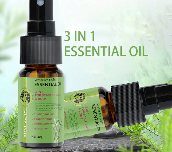 Rosemary 3-in-1 Hair Oil 30g compact tube Water Ice Levin label cold-processed rosemary extract travel-size