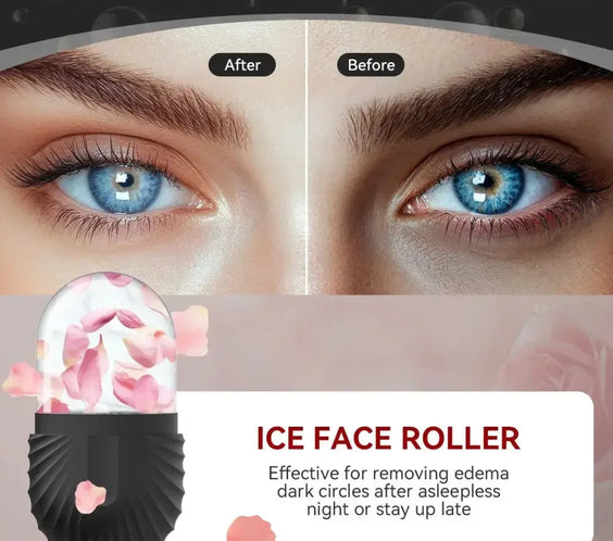 Facial Ice Roller for Anti-Puffiness & Glow Silicone Cube Massager Tool.